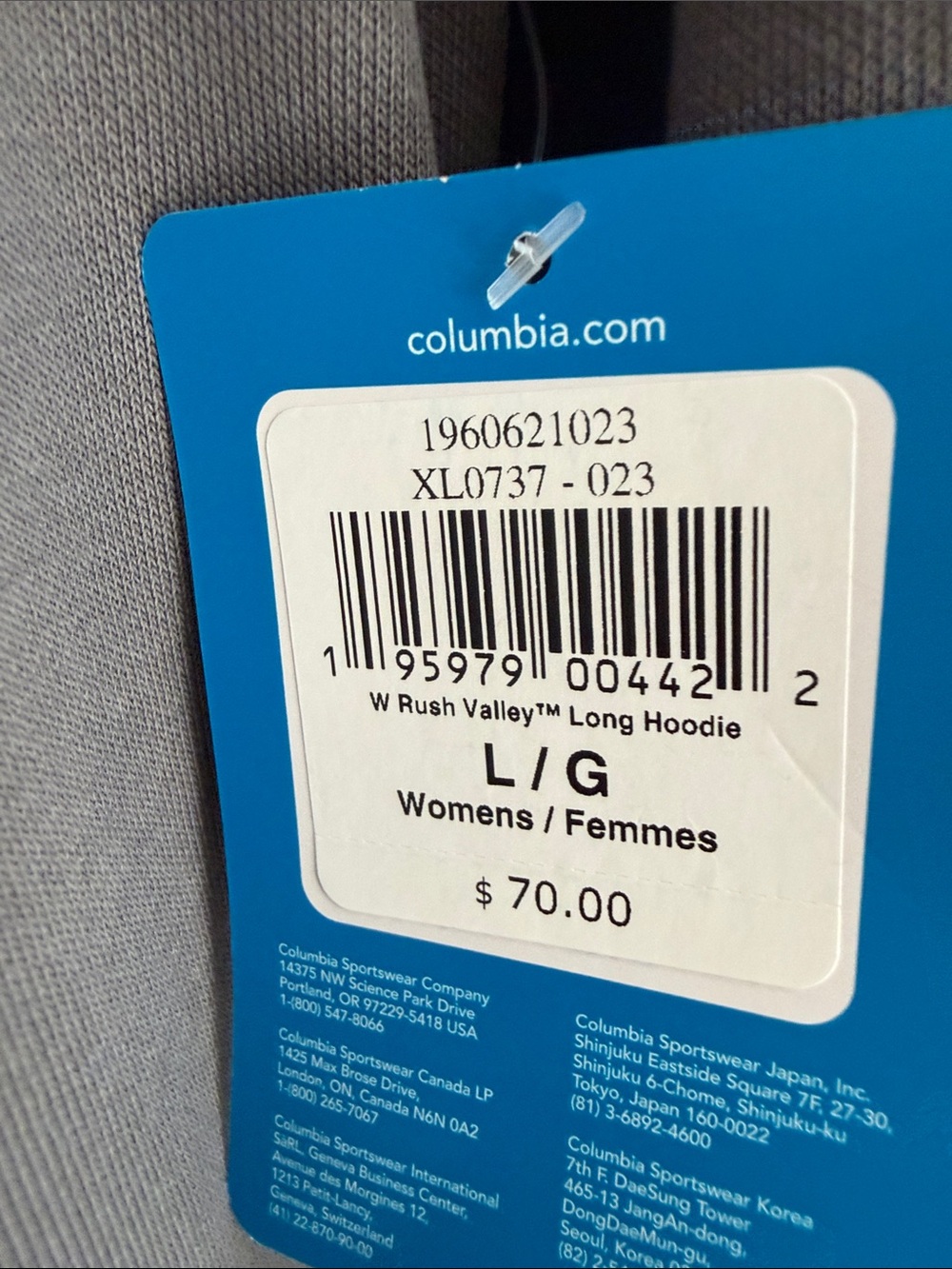 Columbia Hooded Pullover Sweatshirt - Medium Gray with charcoal gray hood lining - Picture 4 of 6